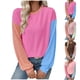 thumbnail image 1 of Camisa para mujer,Blusa informal de manga larga para mujer, cuello redondo, corte holgado, mezcla de poliéster y elastano, ideal para uso diario en otoño e invierno, sopatenor, 1 of 8