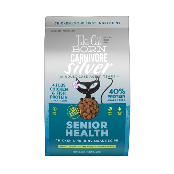 Tiki Cat Born Carnivore Silver Senior Health Chicken & Herring Meal Dry Cat Food 5.6 lbs.