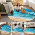 thumbnail image 5 of Teal Blue Coastal Beach Round Area Rug 4Ft Washable Circle Rugs for Bedroom Dining Room, Summer Nautical Ocean Beige Seaside Non-Slip Carpet Floor Mats Indoor Outdoor Carpet Runner Home Decor, 5 of 8