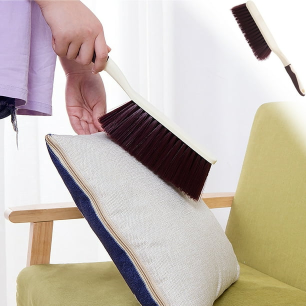 Cepillo de limpieza con mango de goma multiusos para sofá, cama, alfombra - Herramienta de eliminación de pelo y residuos - Cerdas que no se desprenden - Suave con las telas - Diseño ergonómico para