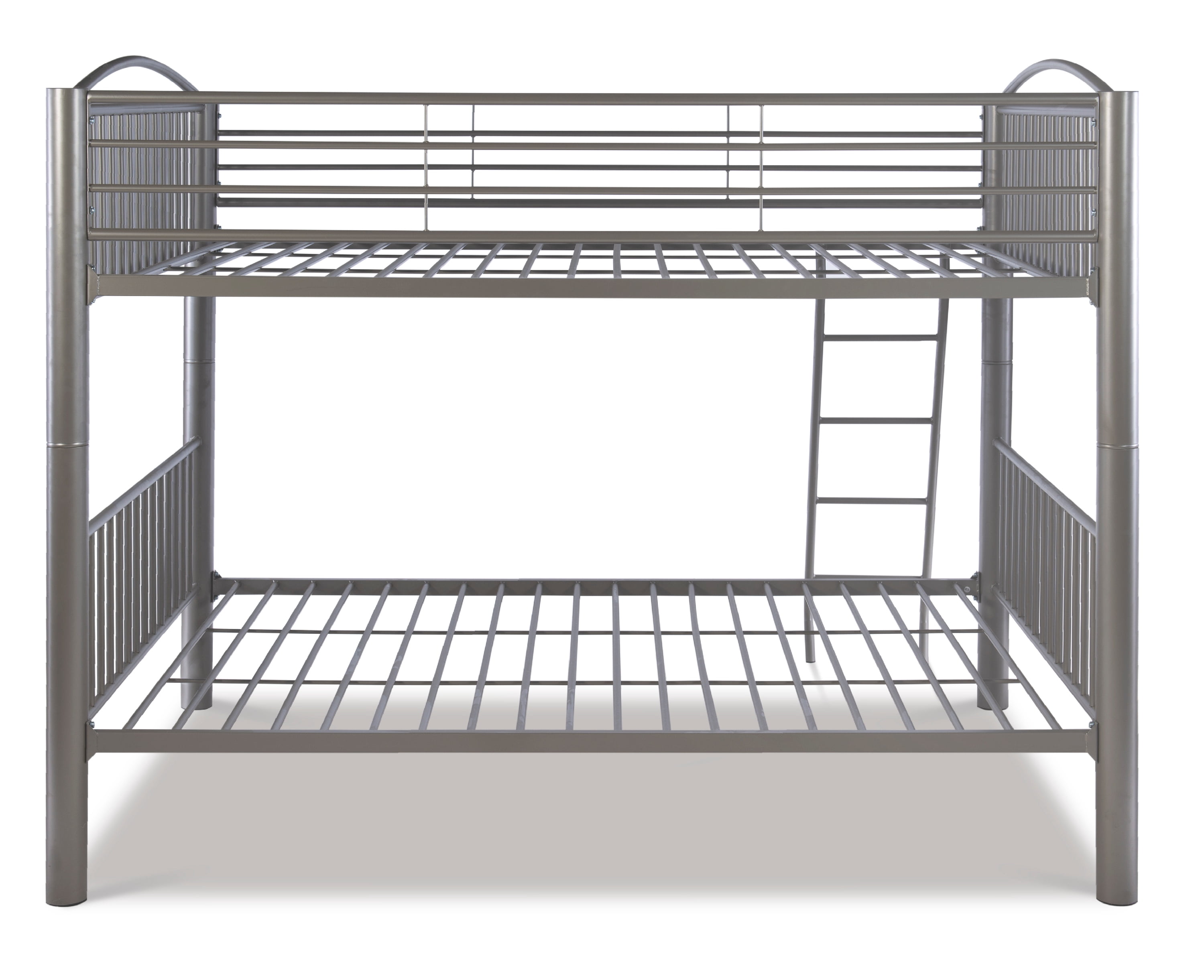 Powell Kalmia Heavy Metal Kid's Full over Full Convertible Bunk Bed with Built-In Ladder, Pewter