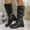 Black, variant on Tawop Womens Winter Boots Knee High Chunky Low Heel Buckle Square Toe Winter Black Boots