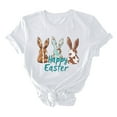 thumbnail image 4 of Ichuanyi Easter Shirts for Women Funny Bunny Face Graphic Print Rabbit T Shirt Summer Casual Short Sleeve Festival Holiday Tee Tops, 4 of 5