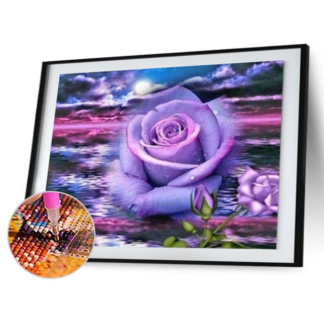 Cuadros Decorativos 5D bricolaje taladro redondo completo diamante pintura flor púrpura mosaico imagen de diamantes de imitación DQrwqpou Nuevos Originales