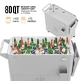 thumbnail image 3 of IVV 80Qt Cooler Cart on Wheels, Portable Outdoor Beverage Cooler with Storage Cabinet, Foldable Side Table, Bottle Opener and Cap Collector, for Summer BBQs, Cookouts and Tailgates, Light Gray, 3 of 9
