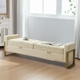 thumbnail image 6 of Aemeios 67" PU Storage Bench for Bedroom End of Bed with Double Lids Storage and Gold Legs, Beige, 6 of 9