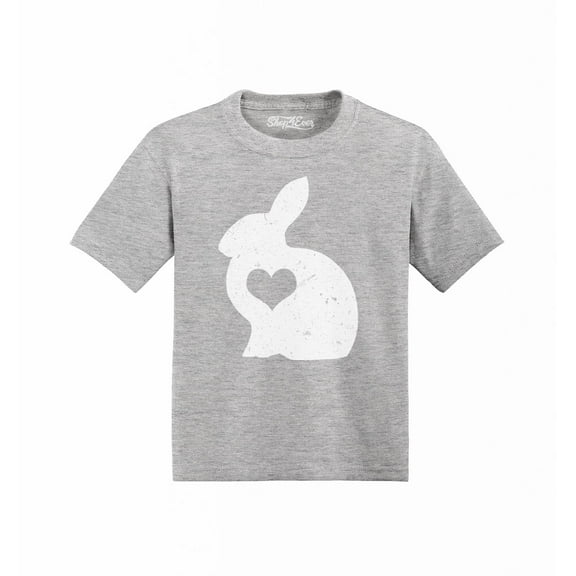 Shop4Ever Easter Bunny Rabbit with Heart Toddler's Cotton T-Shirt 2T Heather Grey