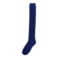 thumbnail image 2 of Ljudmp Women's Plain Color Over-the-Knee Cotton Socks Stretch Thigh-High Stockings Ribbed Knit Long Tube Socks for Boots Casual Dress Navy, 2 of 2