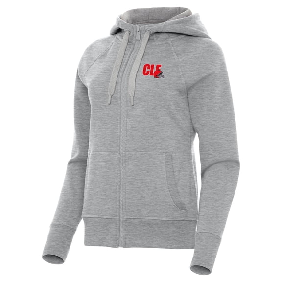 Women's Antigua Heather Gray Cleveland Browns Victory Full-Zip Hoodie