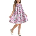 thumbnail image 4 of Girls Purple Floral Sleeveless Sundress Ruffle Neck A-Line Casual Summer Spring Easter Party Dresses for Kids Little Big Kids Comfortable Polyester,Size 11-12 T, 4 of 5