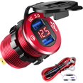 thumbnail image 1 of HAYAN 12V USB Outlet Quick Charge 3.0 Dual Charger Socket, USB Cigarette Lighter Socket with LED Voltmeter, Waterproof Aluminum Car Charger Adapter DIY Kit for Car Marine Truck Golf Cart RV, etc., 1 of 1