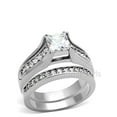 thumbnail image 2 of His and Hers Wedding Rings Stainless Steel Princess Cut CZ Wedding Ring Set, 2 of 6