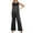 Black, variant on Njoeus Sexy Pajama Set for Women, Plus Size Pajamas for Women Set Women's Silk Satin Pajama 2 Piece Outfits Sleeveless Tank Crop Top and Wide Leg Pants Set with Pockets Summer Sets for Women On Cleara