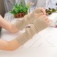 thumbnail image 5 of Long Knitted Arm Warmers Fingerless Gloves with Thumb Hole, Warm Winter Solid Color Stretchable Arm Sleeves for Women Men, 53cm Extra Length Forearm Cover for Cold Weather Indoor Outdoor Use(Grey), 5 of 7