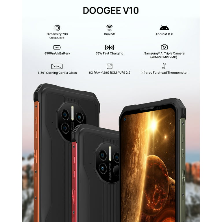 Rugged Smartphone, DOOGEE V10 Cell Phones Unlocked 5G, 6.39 ”HD