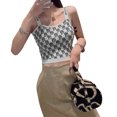 thumbnail image 1 of Chaleco para mujer, niña, con hombros descubiertos, top corto, chaleco estampado de punto, blanco kenally AP001569-01B, 1 of 7