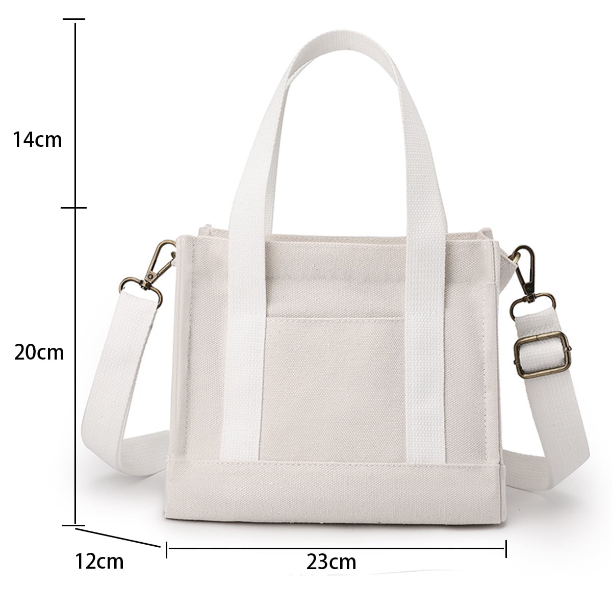 ★TOUT Y EST★ Vegan Classic Mini Tote Bag White WATO-02WH Mini Tote Bag for Women Canvas Purse with Portfolio Tote Bag