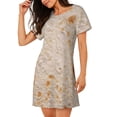 thumbnail image 2 of Pofeuu Tortilla Print Women's Loose Fit Short Sleeve Nightgown, Comfortable Sleep Dress for Women, Casual Lounge Sleepwear, Soft Cotton Sleep Dress, 2 of 6