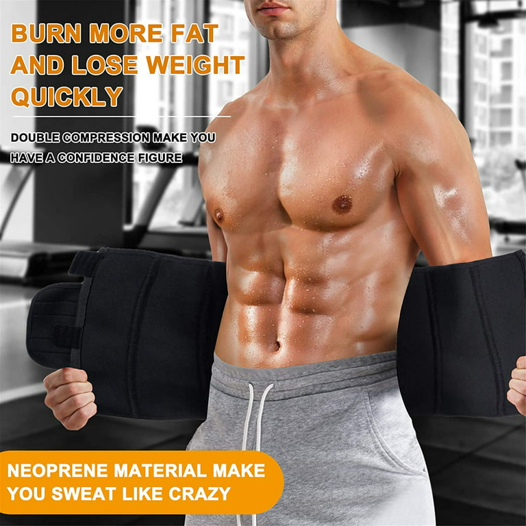Junlan Neoprene Waist Trainer Belt for Men Tummy Control Waist Trimmer for Weight  loss Slimming Body Shaper for Sport Workout(Black, S) 