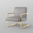 thumbnail image 6 of Posh Living Xzavier Faux Leather Accent Chair in Light Gray/Gold, 6 of 8