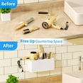 thumbnail image 6 of NIUBEE Hair Tool Organizer Wall Mount, 15-Inch Acrylic Hair Dryer Holder with 2 Stainless Steel Cups, No-Drill Bathroom Hot Tool Organizer for Blow Dryer, Flat Iron and Curling Iron, White, 6 of 7