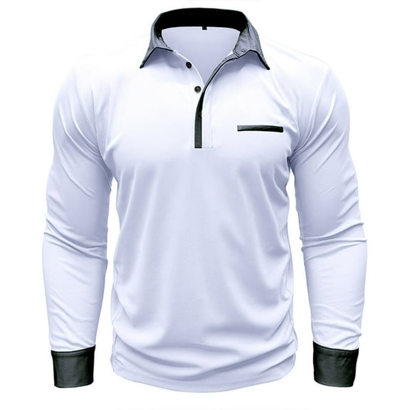 BLVB Men's Long Sleeve Shirts Casual Loose Athletic Work Business Button down Collared Lightweight Tops Blouse White