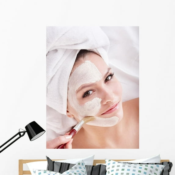 Girl with Clay Facial Wall Mural by Wallmonkeys Peel and Stick Graphic (48 in H x 36 in W) WM19596