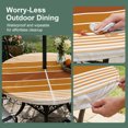 thumbnail image 5 of Round Outdoor Tablecloth with Umbrella Hole and Zipper, Burnt Orange Ombre Stripe Tablecloth with Elastic Waterproof, Farmhouse Striped Gradient Patio Table Covers for 31" - 35" Picnic Pool Tables, 5 of 9