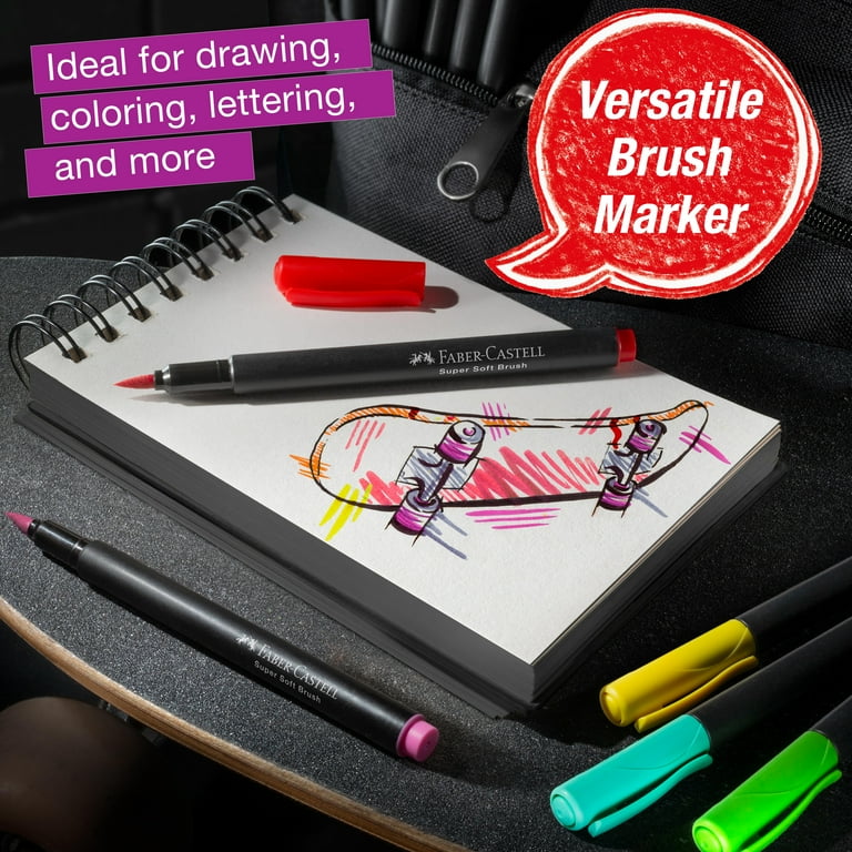 Faber-Castell Black Edition Brush Pens Assorted Colors, Set of