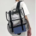 thumbnail image 5 of FUZHIQ Stadium Approved Clear Transparent Flap School Backpack for Ages 6-12 Double Buckle Adjustable Straps Mesh Side Pockets Security Friendly Student Bookbag, Black, 5 of 9