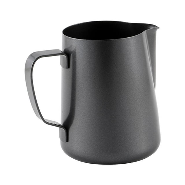 Jarra espumadora de leche de 400 ml, de acero inoxidable 304, para tazas de leche y decoración de latte. Negro