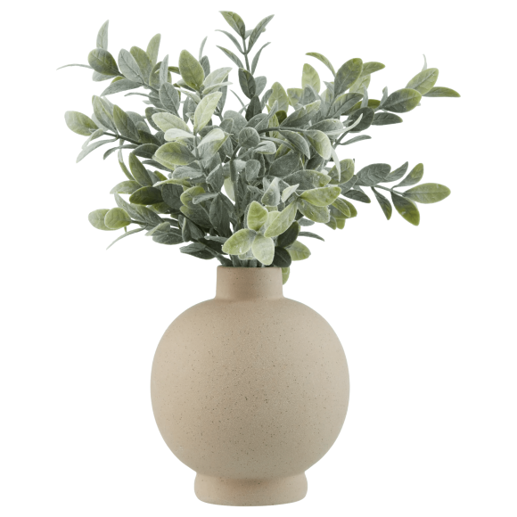 Bouclair Faux Foliage Arrangement in Speckled Globular Vase