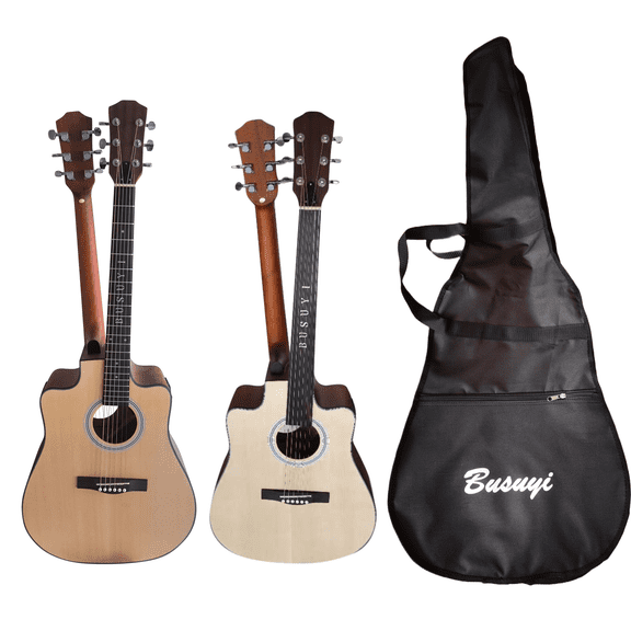 6 Strings Fretless Acoustic /6 Strings Acoustic Double Neck, Double Sided Busuyi Guitar 2021 NPT   Bag