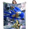 thumbnail image 1 of Sonic Flannel Blanket, Cartoon Blanket, Super Soft Blanket, 3D Printing, Suitable For Sofa Living Room-QIUPING, 1 of 3