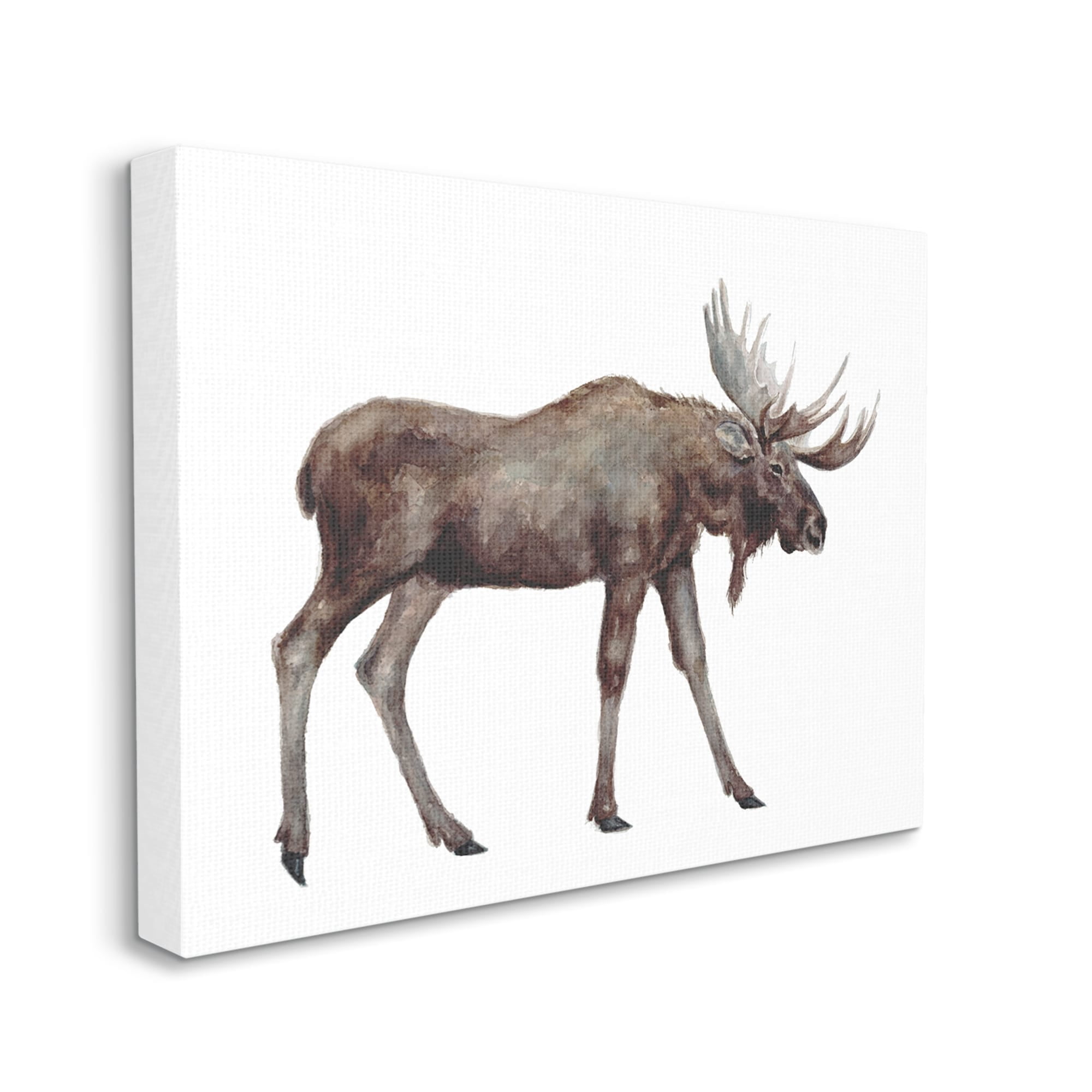 Stupell Industries Big Antler Moose Watercolor Painting Kids' Wild Animal, 40 x 30,Design by Fox Hollow Studios