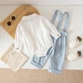 thumbnail image 2 of FYMNSI Baby Boy Suits Long Sleeve Clothes Infant Gentleman Outfit Dress Shirt with Suspenders Pants 9-12 Months Blue, 2 of 5