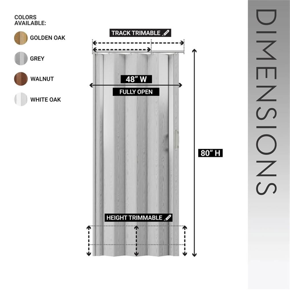 Pemberly Row 48" W PVC Foldable Accordion Doors or Privacy Room Divider - Grey