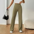 thumbnail image 3 of Hauaitttt "Women's Elastic Button Knit Wide Leg Loose Fit Casual Pants for Comfort and Style" Women Dress Casual Pants Casual Pants for Women plus Size with Pockets Beach Comber Pants Womens Business, 3 of 3