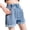 Blue, variant on Ruyang Girls Jean Shorts Kids Athletic Denim Shorts Summer Casual Uniform Shorts for Teen Girl Stretch Mid Rise Waist Denim