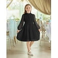 thumbnail image 3 of Oudiya Girls Swiss Dot Dresses Flared Sleeve Ruffle Collar Casual Party Dresses for Kids 5-13Y, 3 of 7
