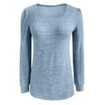 thumbnail image 4 of Tiqkatyck Plus Size Tops Womens Tunic Tops for Leggings Square Neck Puff Sleeve Shirts Casual Fall Sweatshirts Womens Tops Light Blue, 4 of 4
