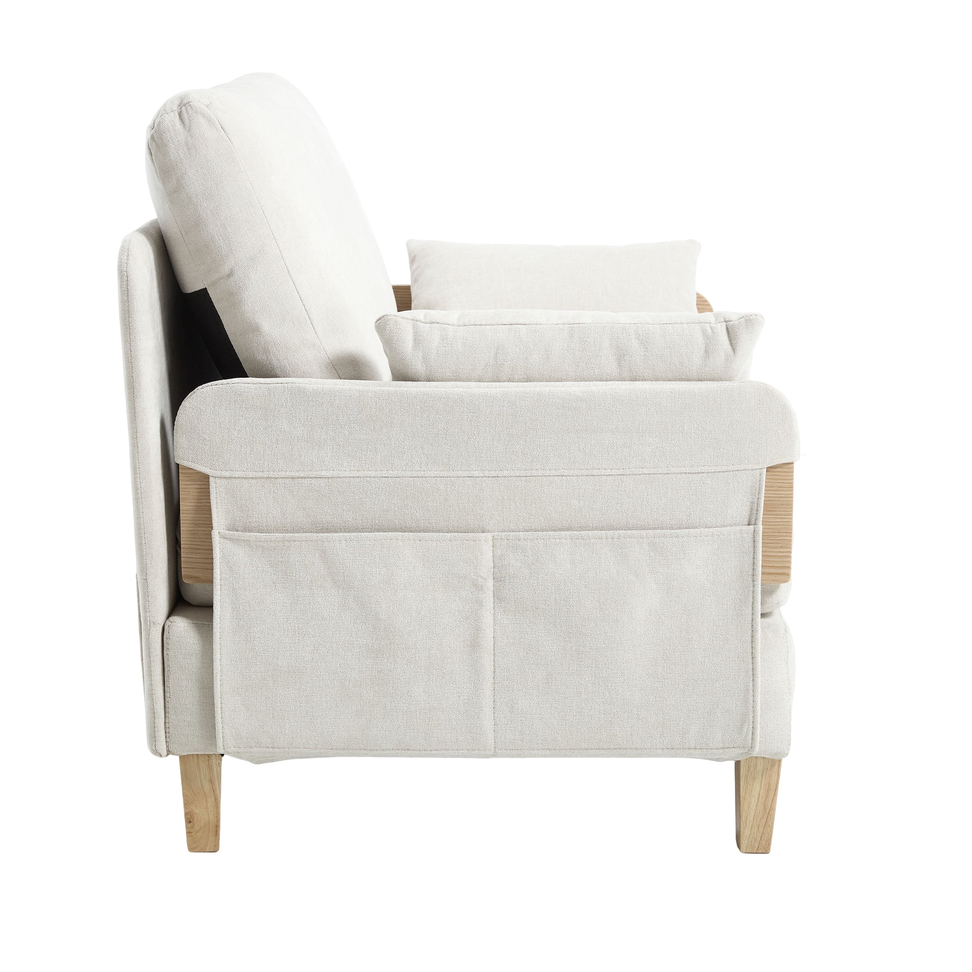 MOONMISS Chenille Upholstered 3-in-1 Convertible Sleeper Foldable Sofa Bed Recliner Chair with 3 Pillows-Beige