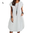 thumbnail image 2 of serony Robe Polyester Femme Sans Manches Ample Pull Décontracté Remplacement Vêtements Adolescent Bureau Respirant Mode Robes Filles Vêtements Blanc L, 2 of 5