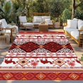 thumbnail image 2 of Red Boho Outdoor Rug for Patio/Deck/Porch, Non-Slip Large Area Rug 5 x 7 Ft, Southwestern Aztec Palm Tree Animals Patterned Indoor Outdoor Rugs Washable Area Rugs, Camping Rug Carpet Runner, 2 of 8