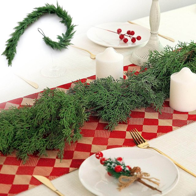 6 Piece Soft Rubber Greenery Wreath Set Realistic Textured Ornament for Holiday Mantel Wall Home
