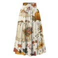 thumbnail image 4 of Womens Casual Elastic Waist Drawstring Midi Skirt Halloween Print Vacation Style Ruffle Hem A Line Flowy Skirt, 4 of 6