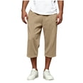 thumbnail image 2 of Elvqul Elastic Waist Capri Pants for Men Pockets Straight Leg Pants Holiday Drawstring Relaxed Fit Lightweight Mens Trousers Solid, 2 of 7