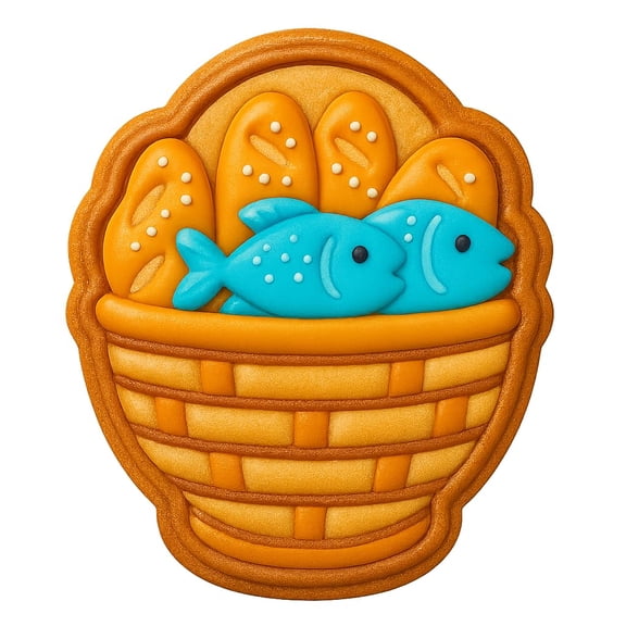 Biblical Miracle Basket of Loaves & Fishes Cookie Cutter - 4x3.5" Baking Tool