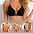 thumbnail image 4 of PMVFHDE Lace Underwire Bra Back Strappy Design Full Coverage Everyday Comfort T Shirt Bra Black - S, 4 of 8
