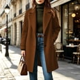 thumbnail image 4 of XRoczxe Women's Double Breasted Long Coat, Notched Lapel Wool Blend Overcoat, Elegant Solid Color Winter Jacket with Pockets for Work Daily Wear, 4 of 8